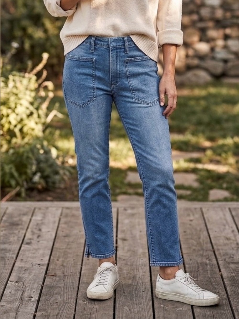 DRIFTWOOD Straight Leg Jeans in Light Blue Wash Size 28